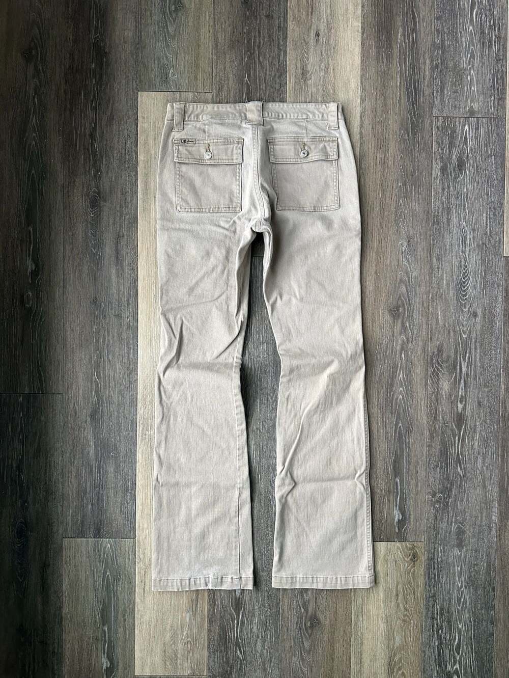 Unionbay Vintage Y2K Low Rise Stretch Cargo Pants Size 7 Khaki Utility Flare